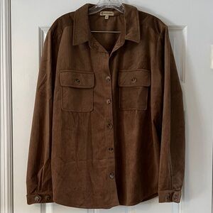 Democracy Women’s Corduroy Shirt-Jacket, Brown, L